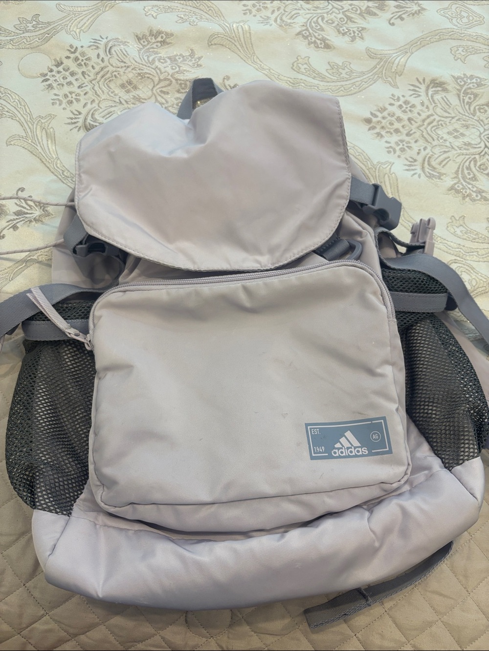 adidas Light Gray Men's Backpack with Front Pocket